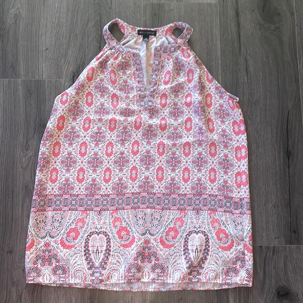 Willi Smith pink sleeveless blouse top Super Cute size Small Summer Spring Chic